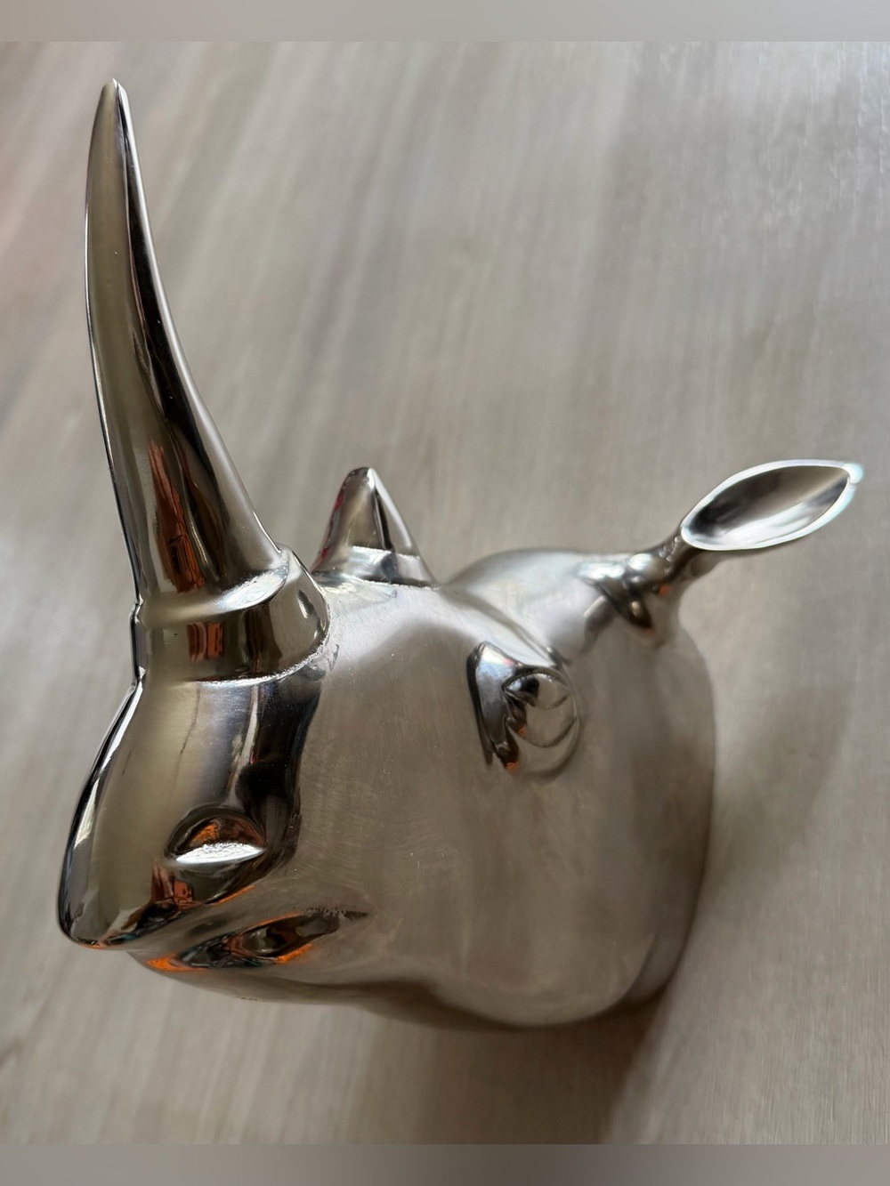 Cast Metal Rhinoceros Head Wall Mount , Plaque Decor Loft Industrial